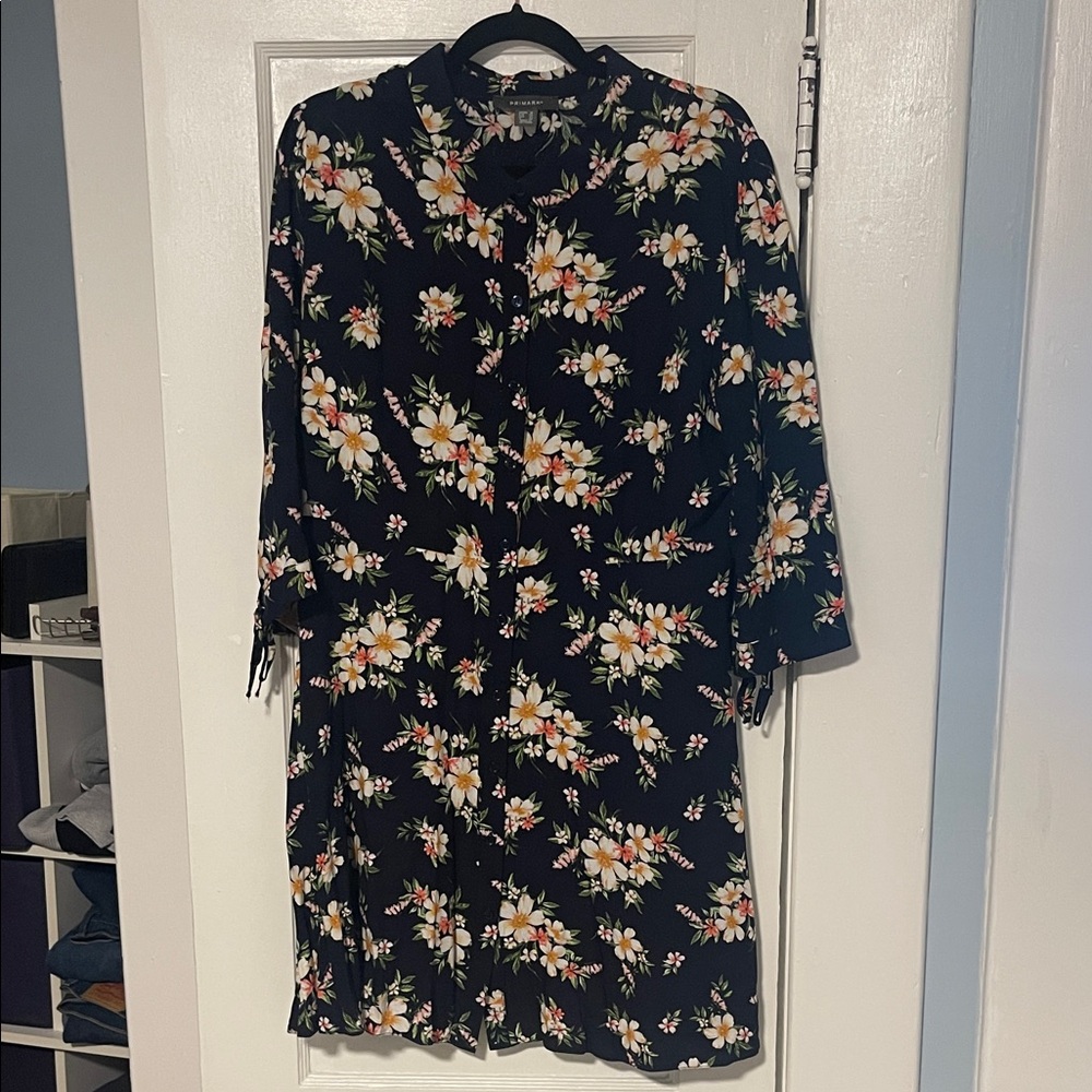 Primark Black Floral Long Sleeve Dress